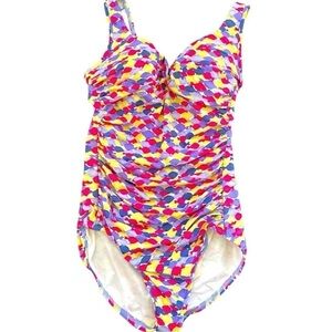 Talbots swimsuit, size 10, delightful fish print, soft cups with underwire, EUC